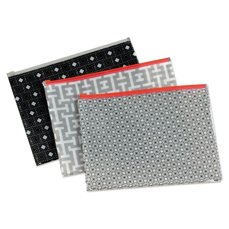 Pendaflex Fashion Poly Zip Envelope, Zipper Closure, 8.5 x 11, Assorted, PK3 95194